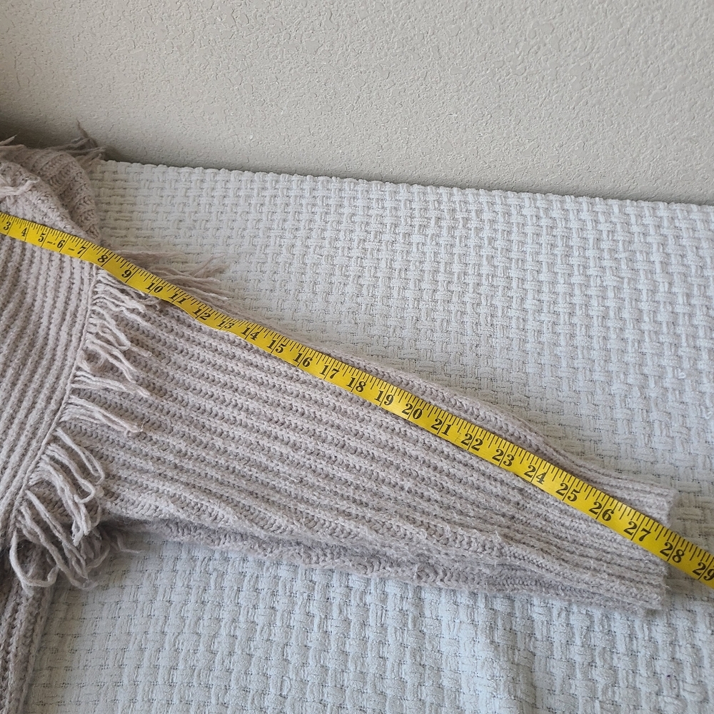 Anthropologie Amanza Fringed Cardigan Sweater Taupe Size XXS - Picture 5 of 9
